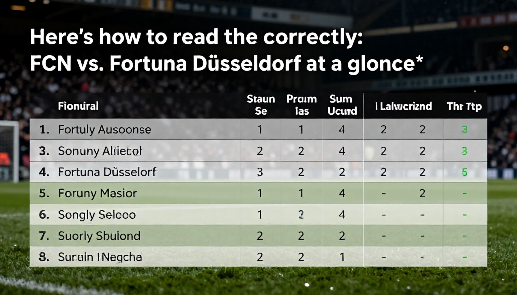 So lesen Sie die Tabelle richtig: FCN vs. Fortuna Düsseldorf im Überblick*