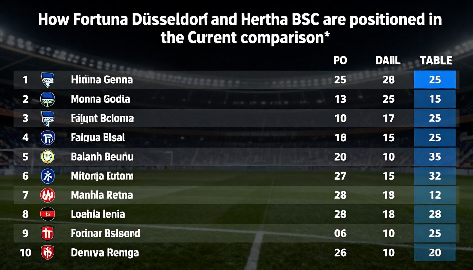Wie Fortuna Düsseldorf und Hertha BSC in der Tabelle stehen – Aktueller Vergleich*
