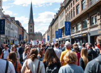 Düsseldorf erlebt einen Tag voller kultureller Vielfalt und politischer Diskussionen Düsseldorf experiences a day full of cultural diversity and political discussions.